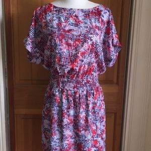 BCBGeneration Red & Blue Graphic Blouson Dress